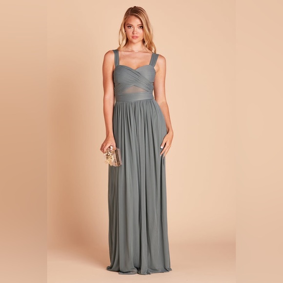 *NWT* Birdy Grey Elsye Mesh Sea Glass Bridesmaid Dress No Slit Size M - Picture 3 of 16